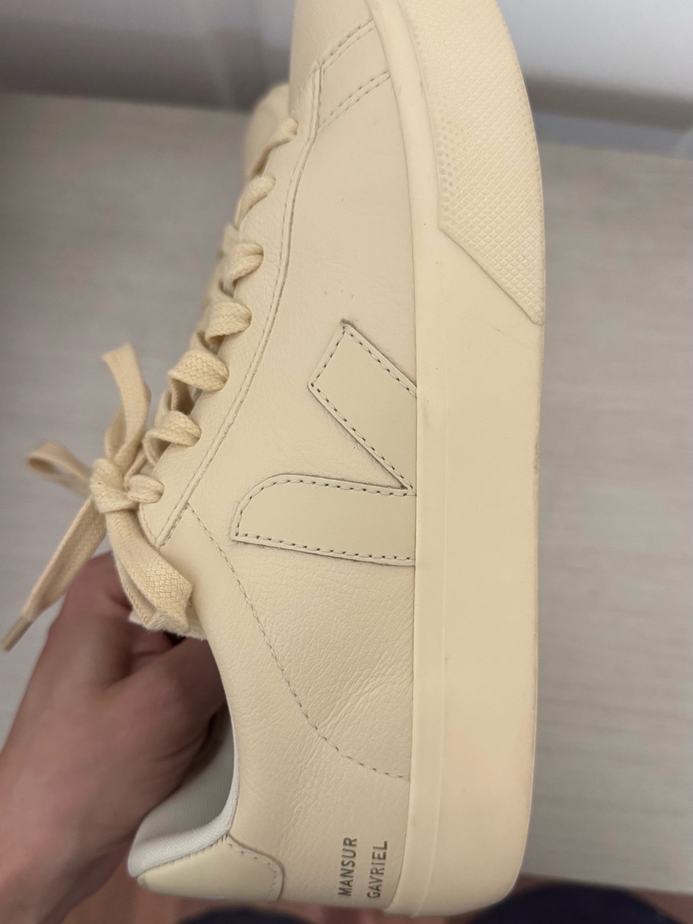MG X Veja Cream Leather Low-Top Sneaker